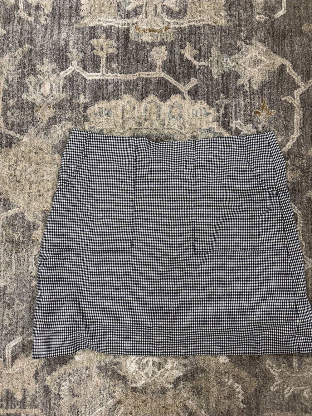 Blue and white checkered skirt